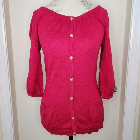 Vintage Juicy Couture Hot Pink Cardigan - Picture 1 of 11